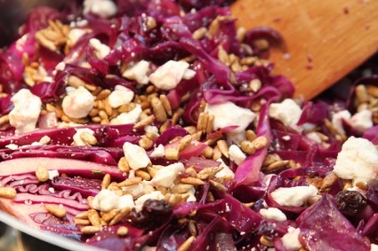 warm red cabbage salad