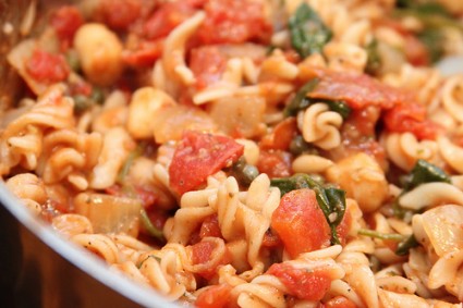 seafood pasta with tomatoes capers and white beans