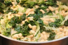 beans and greens cooking