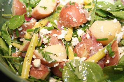 potato salad with chives and feta