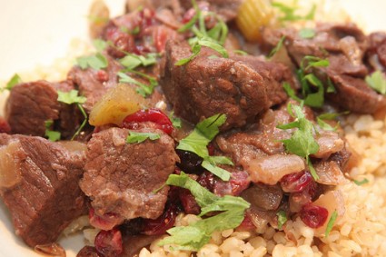 beef stewed in cranberry chutney