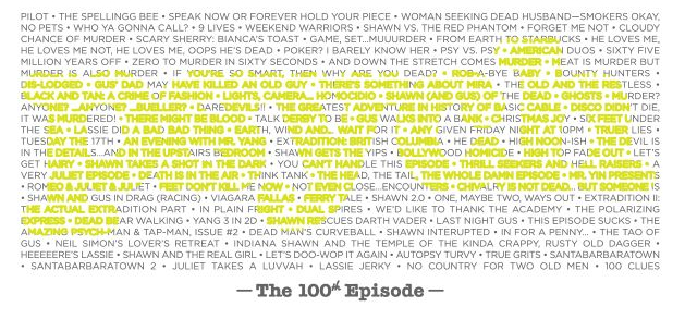 psych 100th episode t-shirt